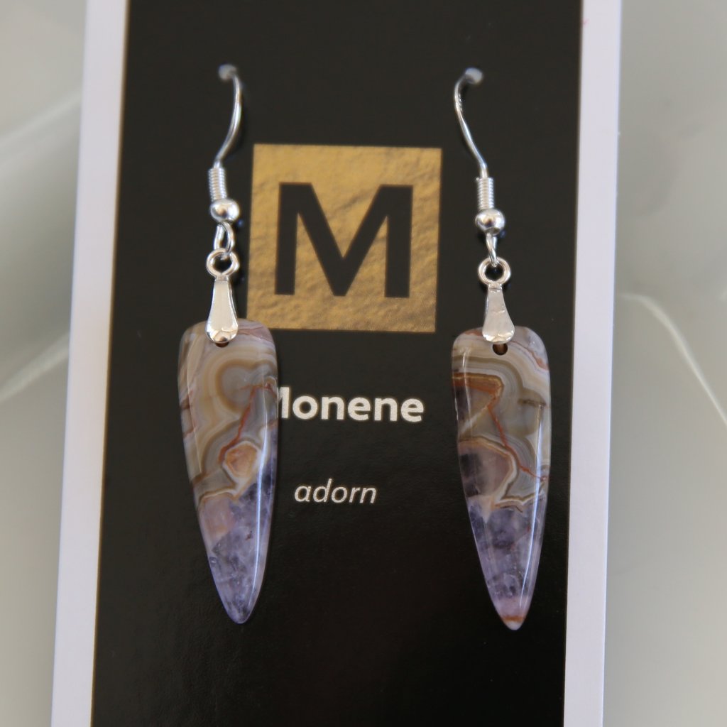 Amethyst Agate And Sterling Earrings